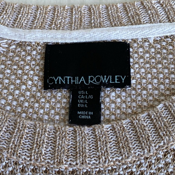 Cynthia Rowley Gold Metallic & White Pullover Raglan Sweater - Picture 9 of 16